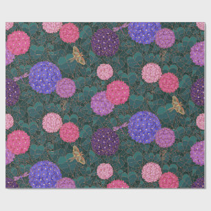 Moonlit Moth Hydrangea Garden Bronze Large Wrapping Paper