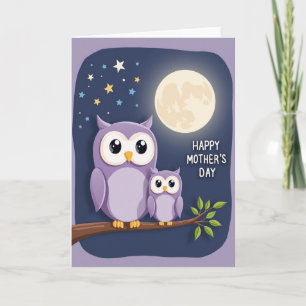 Moonlit Mothers Day Owls Card