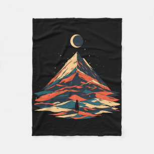 Moonlit Mountain Adventure Design - Hiking And Mot Fleece Blanket