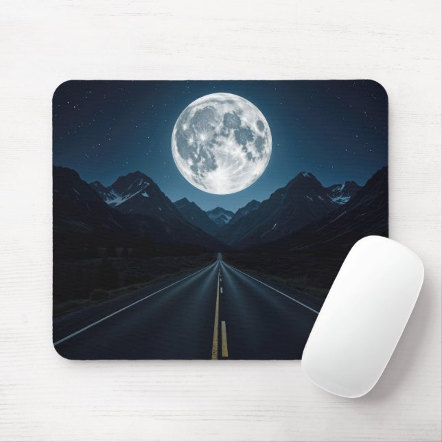 Moonlit Mountain Highway Mouse Pad (With Mouse)