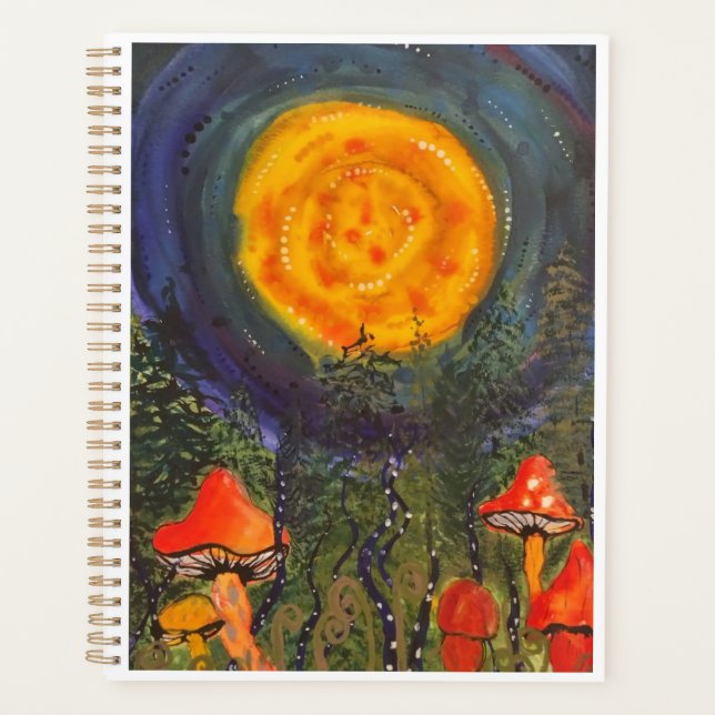 Moonlit Mushrooms Notebook Planner (Front)