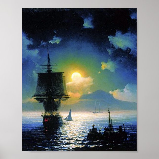 Moonlit night on Capri by Ivan Aivazovsky Poster (Front)