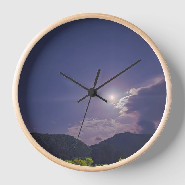 Moonlit Night Over the Mountains Clock (Front)