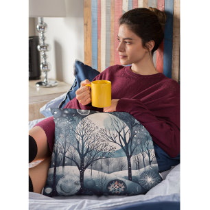 Moonlit Nordic Forest Cushion