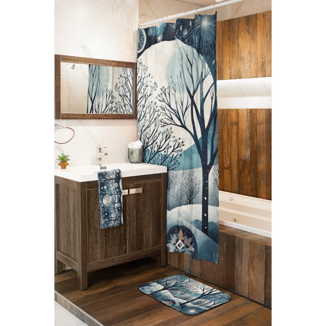 Moonlit Nordic Forest, customisable Bath Towel (Creator Uploaded)