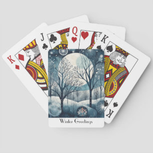 Moonlit Nordic Forest, customisable Playing Cards