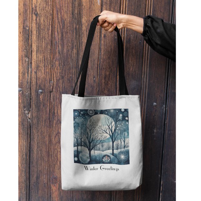 Moonlit Nordic Forest, customisable Tote Bag (Creator Uploaded)