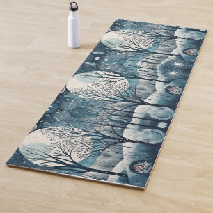 Moonlit Nordic Forest, customisable Yoga Mat
