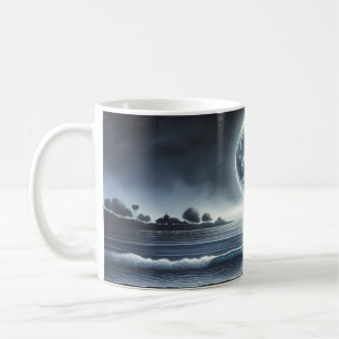 Moonlit Ocean Waves Celestial Night Sky Coffee Mug