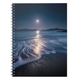 Moonlit Ocean Waves Night Notebook
