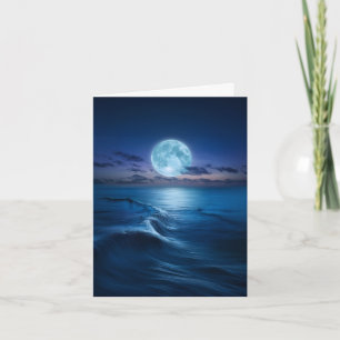 Moonlit Ocean Waves with Full Moon Note Card