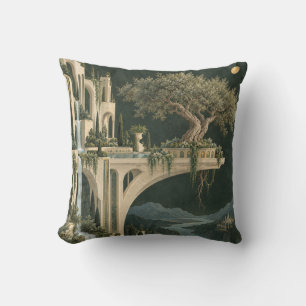 Moonlit Olive Tree Palace Balcony Cushion