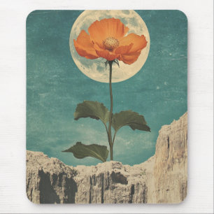Moonlit Orange Bloom - Vintage Boho Charm Mouse Pad