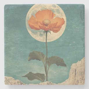 Moonlit Orange Bloom - Vintage Boho Charm Stone Coaster