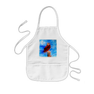 Moonlit Owl Bird Art Kids Apron