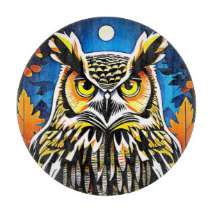 Moonlit Owl Gaze Cutting Board