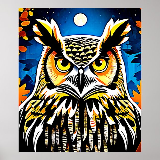 Moonlit Owl Gaze Poster (Front)