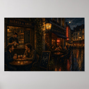 Moonlit Paris Bar Street Reverie Poster