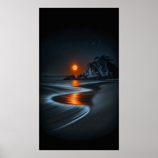 Moonlit Path: Beach Solitude Poster (Front)