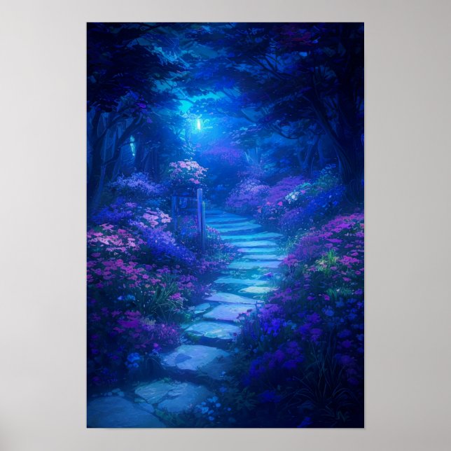 Moonlit Path in the Garden of Dreams Poster (Front)
