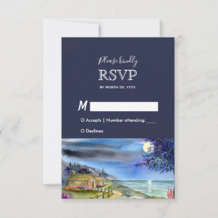 Moonlit Path Watercolor Wedding Response RSVP