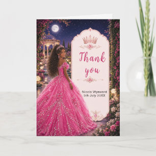 Moonlit Pink Sweet 16 Princess Garden Thank You Card