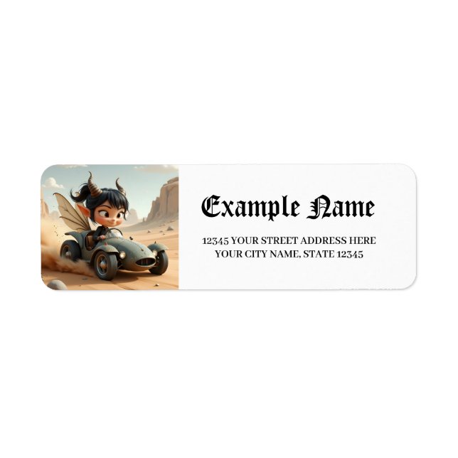 Moonlit Pixie of the Wandering Dunes.  Return Address Label (Front)