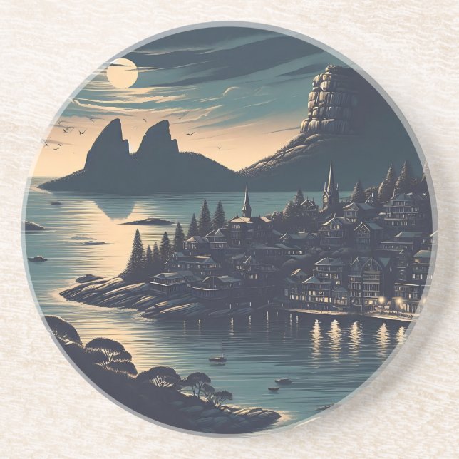 Moonlit Port Coaster (Front)