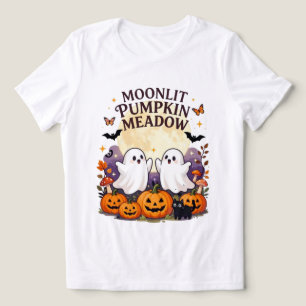 Moonlit Pumpkin Meadow Cute Halloween Ghosts Women Tri-Blend Shirt