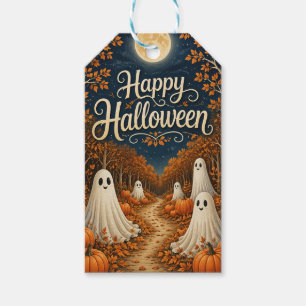 Moonlit Pumpkin Path Halloween Harvest Gift Tags