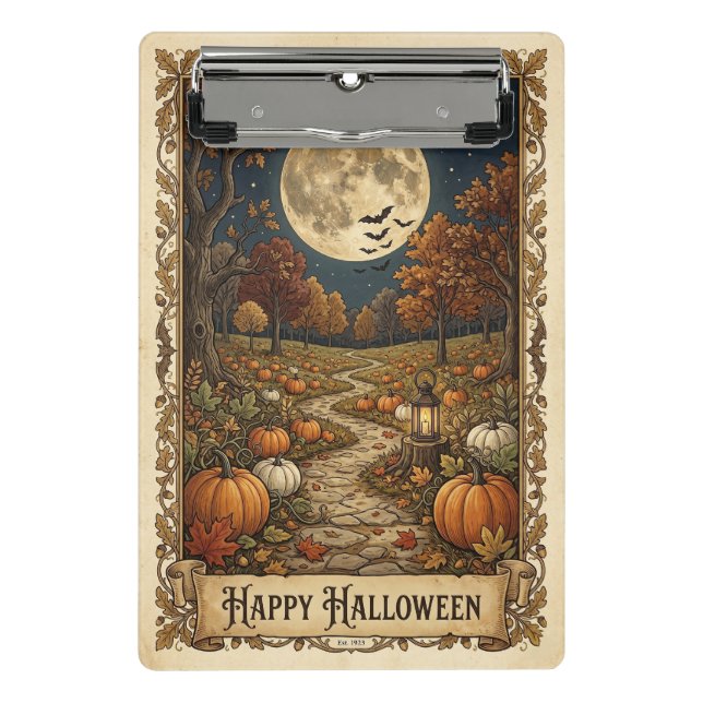Moonlit Pumpkin Path Halloween Harvest Mini Clipboard (Front)