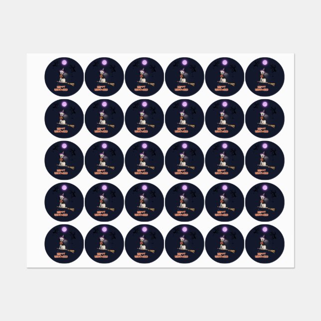 Moonlit Pup – Halloween Dog in Witch Hat (Sheet)