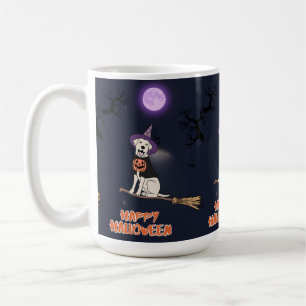 Moonlit Pup – Halloween Dog in Witch Hat Coffee Mug