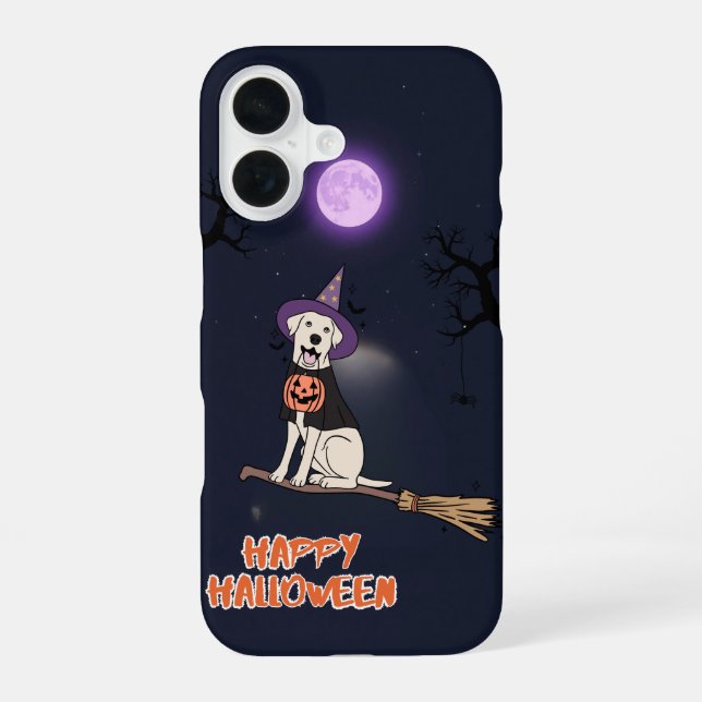 Moonlit Pup – Halloween Dog in Witch Hat iPhone 16 Case (Back)