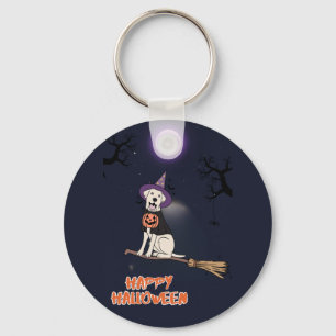 Moonlit Pup – Halloween Dog in Witch Hat Key Ring