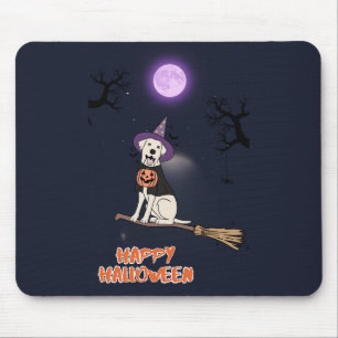 Moonlit Pup – Halloween Dog in Witch Hat Mouse Pad