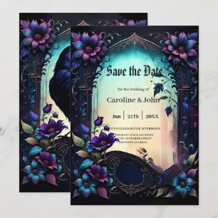 Moonlit Raven Gothic Floral Wedding Suite. Save The Date
