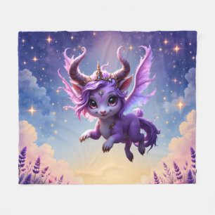 Moonlit Realm Guardian – Violet Dreamling. Fleece Blanket