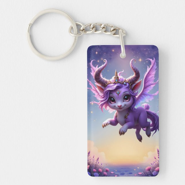 Moonlit Realm Guardian – Violet Dreamling. Key Ring (Front)