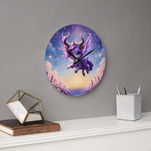 Moonlit Realm Guardian – Violet Dreamling. Large Clock