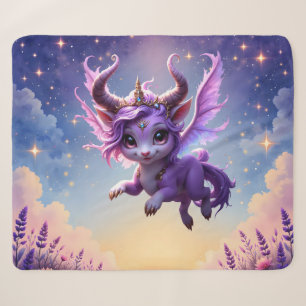 Moonlit Realm Guardian – Violet Dreamling. Sherpa Blanket