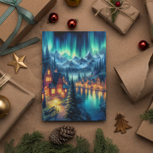 Moonlit Reflections: Night Lake With Houses Postcard