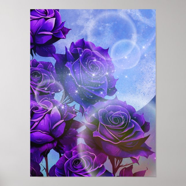 Moonlit Rose Garden Poster (Front)