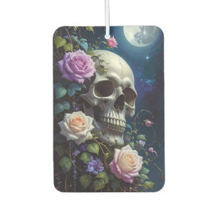 Moonlit Roses Skull Car Air Freshener