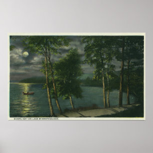 Moonlit Scene on the Lake Poster