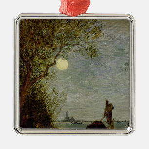 Moonlit Scene with Gondola Metal Ornament