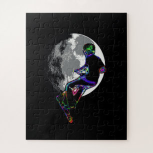 Moonlit Scooter Champ - Scooter Boy Artwork Jigsaw Puzzle