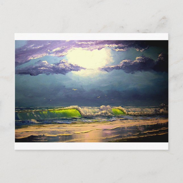Moonlit Seascape Postcard (Front)