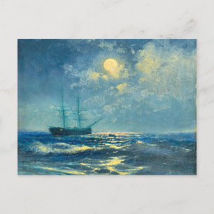 Moonlit Seaview, fine art painting Postcard