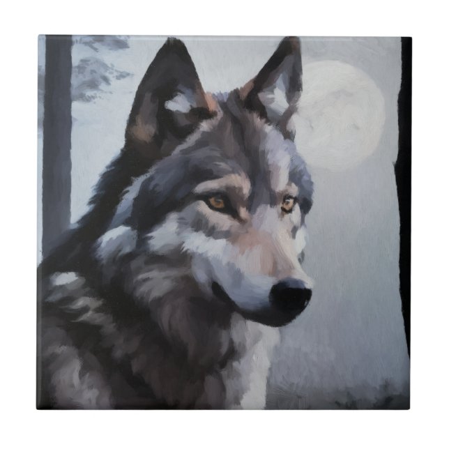 Moonlit Sentinel Ceramic Tile (Front)